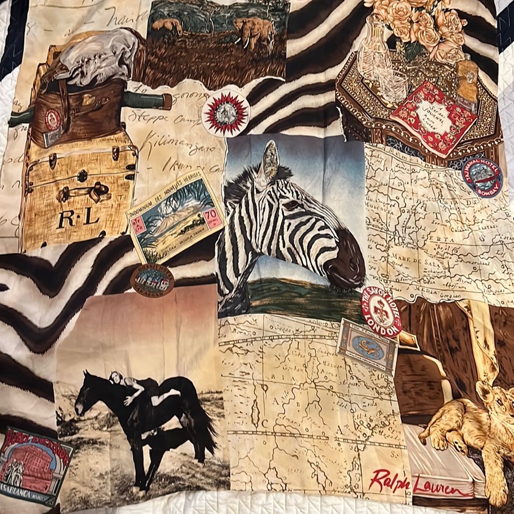 Ralph Lauren silk British India A Safari Journal scarf 33” square